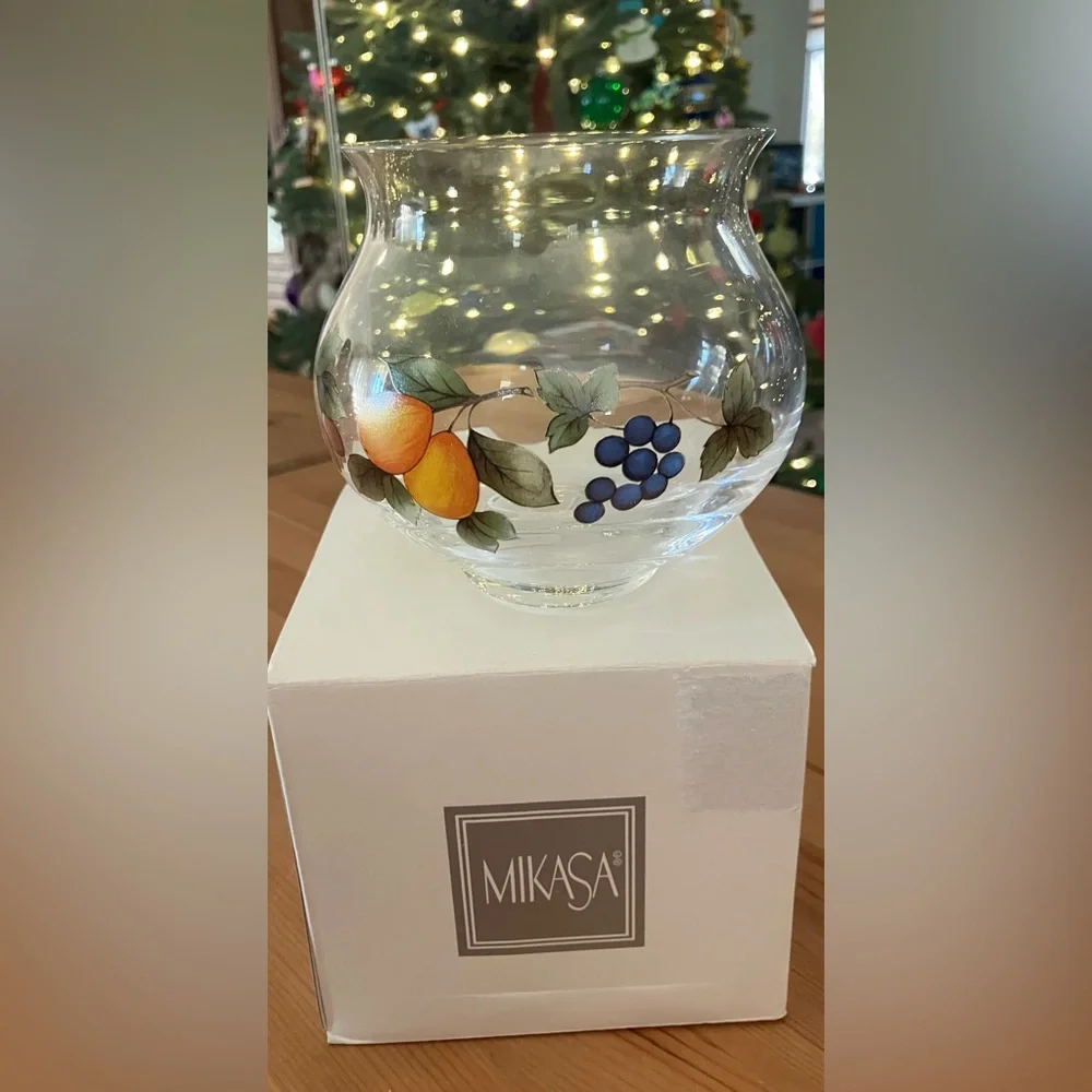 New Mikasa Garden Harvest Glassware Votive Candleholder 4.5” width 3 7/8”